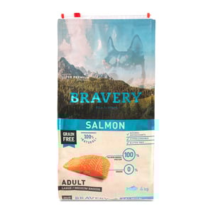 Bravery Alimento Seco Natural Libre de Granos para Perro Adulto Raza Mediana/Grande Receta Salmón, 4 kg Bravery Alimento Seco Natural Libre de Granos para Perro Adulto Raza Mediana/Grande Receta Salmón, 4 kg