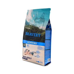 Bravery Alimento Natural Libre de Granos para Perro Adulto Raza Pequeña Receta Arenque, 2 kg
