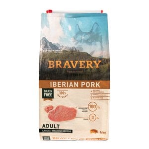 Bravery Alimento Seco Natural Libre de Granos para Perro Adulto Raza Mediana/Grande Receta Cerdo Ibérico, 4 kg Bravery Alimento Seco Natural Libre de Granos para Perro Adulto Raza Mediana/Grande Receta Cerdo Ibérico, 4 kg