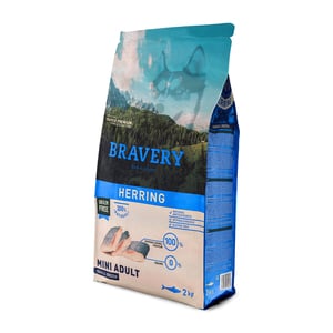 Bravery Alimento Natural Libre de Granos para Perro Adulto Raza Mediana/ Grande Receta Arenque, 4 kg