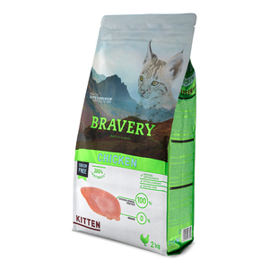 Bravery Alimento Seco Natural Libre de Granos para Gatito Receta Pollo, 2 kg