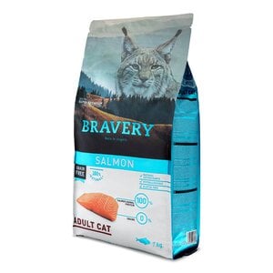 Bravery Alimento Seco Natural Libre de Granos para Gato Adulto Receta Salmón, 7 kg