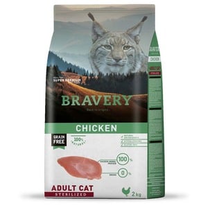 Bravery Alimento Seco Natural Libre de Granos para Gato Esterilizado Receta Pollo, 2 kg Bravery Alimento Seco Natural Libre de Granos para Gato Esterilizado Receta Pollo, 2 kg