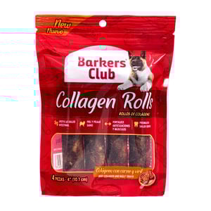 Barkers Club Premios de Colágeno en Forma de Rollos con Carne de Res y Viril para Perro, 4 Piezas Barkers Club Premios de Colágeno en Forma de Rollos con Carne de Res y Viril para Perro, 4 Piezas