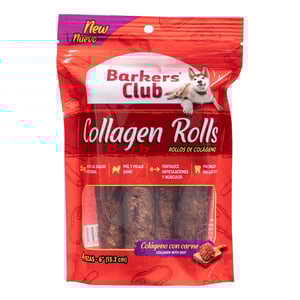 Barkers Club Premios de Colágeno en Forma de Rollo Mediano con Carne de Res para Perro, 4 Piezas Barkers Club Premios de Colágeno en Forma de Rollo Mediano con Carne de Res para Perro, 4 Piezas