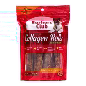 Barkers Club Premios de Colágeno en Forma de Rollo Mediano con Carne de Res y Viril para Perro, 4 Piezas Barkers Club Premios de Colágeno en Forma de Rollo Mediano con Carne de Res y Viril para Perro, 4 Piezas