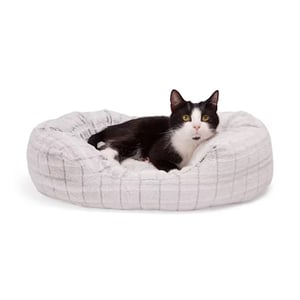 EveryYay Cama Cuddler Ovalada Diseño Cuadros para Gato, Color Gris EveryYay Cama Cuddler Ovalada Diseño Cuadros para Gato, Color Gris