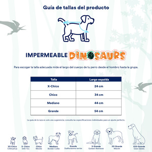 Nisoger Dinosaurs Impermeable Estampado Dinosaurios Azul para Perro, X-Chico
