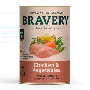 Bravery Alimento Húmedo Natural para Perro Adulto Receta Pollo y Vegetales, 290 g Bravery Alimento Húmedo Natural para Perro Adulto Receta Pollo y Vegetales, 290 g
