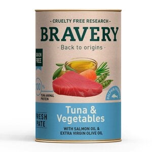 Bravery Alimento Húmedo Natural para Perro Adulto Receta Atún y Vegetales, 290 g Bravery Alimento Húmedo Natural para Perro Adulto Receta Atún y Vegetales, 290 g