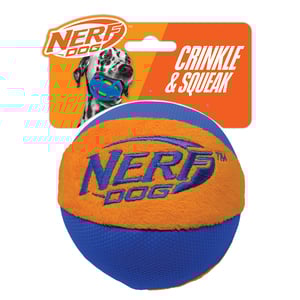 Nerf Squeak & Crunch Pelota Diseño de Balón de Básquetbol para Perro, Chico/Mediano Nerf Squeak & Crunch Pelota Diseño de Balón de Básquetbol para Perro, Chico/Mediano