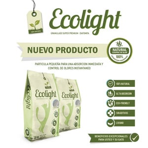 Ecolight Arena Natural Ultraliviana sin Esencia Absorbente para Gato, 2 kg