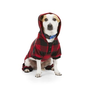 Merry Makings Navidad Pijama Patrón Tartán Rojo para Perro, Mediano