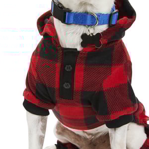 Merry Makings Navidad Pijama Patrón Tartán Rojo para Perro, Mediano