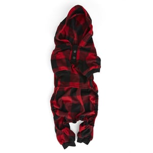 Merry Makings Navidad Pijama Patrón Tartán Rojo para Perro, Mediano