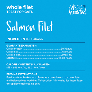 WholeHearted Premio Filetito de Salmón Rico en Proteína para Gato Todas las Edades, 28 g