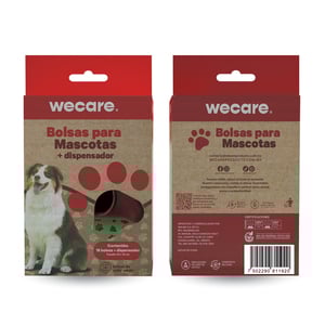 Wecare Kit de Dispensador y Rollo de Bolsas para Desechos de Perro, Rojo Wecare Kit de Dispensador y Rollo de Bolsas para Desechos de Perro, Rojo