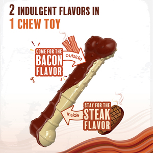 Nylabone Power Chew Juguete Masticable Diseño Hueso Sabor Carne y Tocino para Perro, Grande