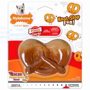 Nylabone Power Chew Juguete Masticable Diseño Pretzel Sabor Tocino y Mantequilla de Maní para Perro, Chico Nylabone Power Chew Juguete Masticable Diseño Pretzel Sabor Tocino y Mantequilla de Maní para Perro, Chico