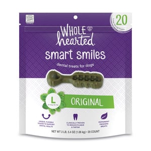 WholeHearted Smart Smiles Premios Dentales para Perro Raza Grande Receta Original, 20 Piezas WholeHearted Smart Smiles Premios Dentales para Perro Raza Grande Receta Original, 20 Piezas