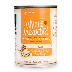 WholeHearted Alimento Húmedo Natural para Perro Adulto Receta Pollo y Arroz Integral, 355 g WholeHearted Alimento Húmedo Natural para Perro Adulto Receta Pollo y Arroz Integral, 355 g