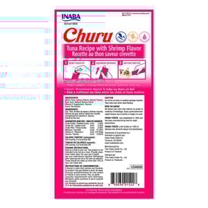 Inaba Churu Premio Cremoso Natural para Gato Todas las Etapas de Vida Receta Atún y Camarón, 1 Paquete