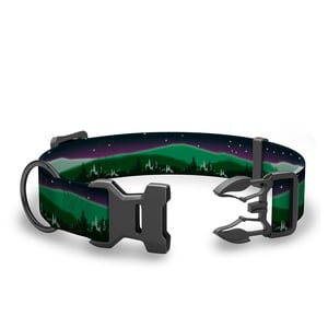 Wingo Outdoors Coosa Collar con Broche Duraflex Diseño Estrellas Sobre el Bosque para Perro, Grande Wingo Outdoors Coosa Collar con Broche Duraflex Diseño Estrellas Sobre el Bosque para Perro, Grande