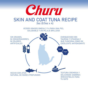 Inaba Churu Premio Cremoso Cuidado Piel y Pelo para Gato Todas las Edades Receta Atún, 1 Paquete