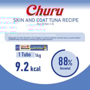 Inaba Churu Premio Cremoso Cuidado Piel y Pelo para Gato Todas las Edades Receta Atún, 1 Paquete