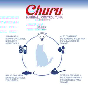 Inaba Churu Premio Cremoso Cuidado Bolas de Pelo para Gato Todas las Edades Receta Atún, 1 Paquete