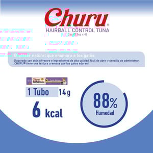 Inaba Churu Premio Cremoso Cuidado Bolas de Pelo para Gato Todas las Edades Receta Atún, 1 Paquete
