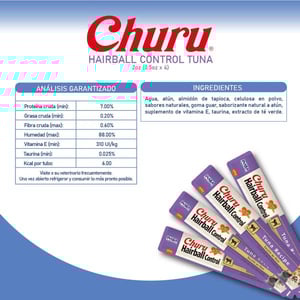 Inaba Churu Premio Cremoso Cuidado Bolas de Pelo para Gato Todas las Edades Receta Atún, 1 Paquete