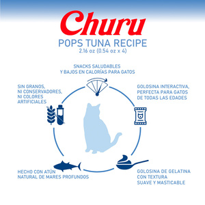 Inaba Churu Pops Premio Suave Natural para Gato Todas las Etapas de Vida Receta Atún, 1 Paquete