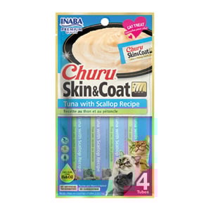 Inaba Churu Premio Cremoso Cuidado Piel y Pelo para Gato Todas las Edades Receta Atún con Escalopa, 1 Paquete Inaba Churu Premio Cremoso Cuidado Piel y Pelo para Gato Todas las Edades Receta Atún con Escalopa, 1 Paquete