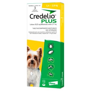 Credelio Plus Tableta Antiparasitaria Interna y Externa para Perro X-Chico, 3 Tabletas Credelio Plus Tableta Antiparasitaria Interna y Externa para Perro X-Chico, 3 Tabletas