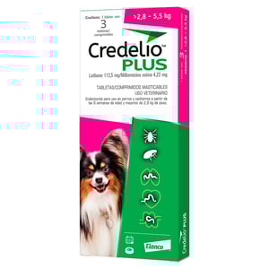 Credelio Plus Tableta Antiparasitaria Interna y Externa para Perro Chico, 3 Tabletas Credelio Plus Tableta Antiparasitaria Interna y Externa para Perro Chico, 3 Tabletas