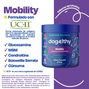 Dogelthy Mobility Suplemento en Polvo para Cuidado Articular para Perro, 270 g