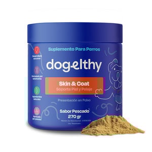 Dogelthy Skin & Coat Suplemento en Polvo para Cuidado de Piel y Pelo para Perro, 270 g