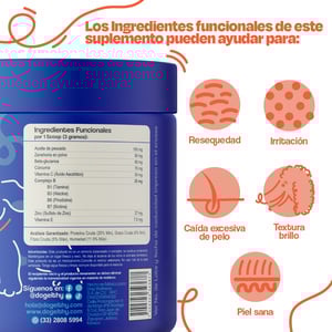 Dogelthy Skin & Coat Suplemento en Polvo para Cuidado de Piel y Pelo para Perro, 270 g