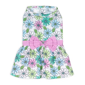 Youly Spring Summer Vestido Patrón de Flores con Moño Rosa para Perro, Chico Youly Spring Summer Vestido Patrón de Flores con Moño Rosa para Perro, Chico