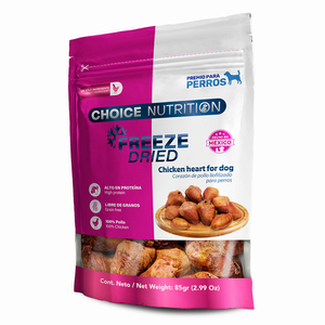 Choice Nutrition Freeze Dried Premio Liofilizado para Perro Receta Corazón de Pollo, 85g