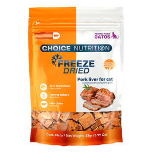 Choice Nutrition Freeze Dried Premio Liofilizado para Gato Receta Hígado de Cerdo, 85g Choice Nutrition Freeze Dried Premio Liofilizado para Gato Receta Hígado de Cerdo, 85g