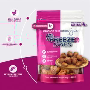 Choice Nutrition Freeze Dried Premio Liofilizado para Gato Receta Corazón de Pollo, 85g