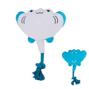 Nisoger Under The Water Mantarraya Azul de Peluche con Cuerda para Perro, Mediano Nisoger Under The Water Mantarraya Azul de Peluche con Cuerda para Perro, Mediano
