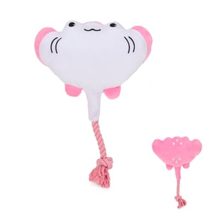 Nisoger Under The Water Mantarraya Rosa de Peluche con Cuerda para Perro, Mediano Nisoger Under The Water Mantarraya Rosa de Peluche con Cuerda para Perro, Mediano