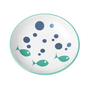 Petrageous Tazón de Cerámica Estilo Platillo Modelo Peces y Burbujas para Gato, X-Chico