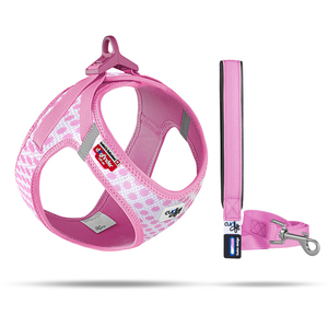 Curli Puppy Set Correa y Arnés Clasp Air Mesh Círculos Rosados Ajuste Romano para Cachorro, X-Chico Curli Puppy Set Correa y Arnés Clasp Air Mesh Círculos Rosados Ajuste Romano para Cachorro, X-Chico