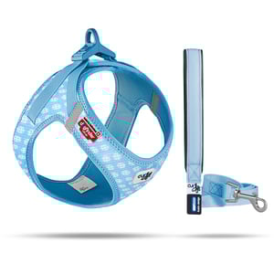 Curli Puppy Set Correa y Arnés Clasp Air Mesh Círculos Azules Ajuste Romano para Cachorro, X-Chico Curli Puppy Set Correa y Arnés Clasp Air Mesh Círculos Azules Ajuste Romano para Cachorro, X-Chico