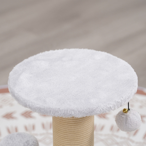 Petpals Poste Rascador de 1 Nivel con Cepillo y Juguetes Colgantes para Gato, 1 Pieza
