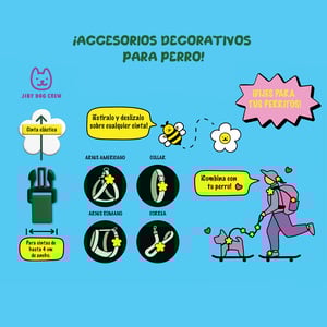 Jiby 3 Charms para Personalizar Arnés Collar o Correa Diseño Margaritas, 1 Paquete